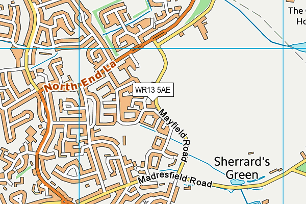 WR13 5AE map - OS VectorMap District (Ordnance Survey)