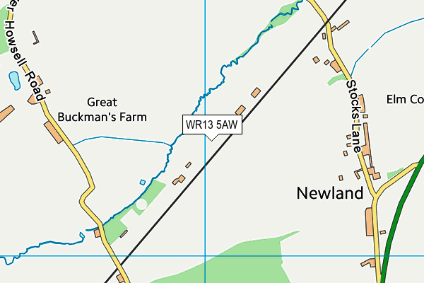 WR13 5AW map - OS VectorMap District (Ordnance Survey)