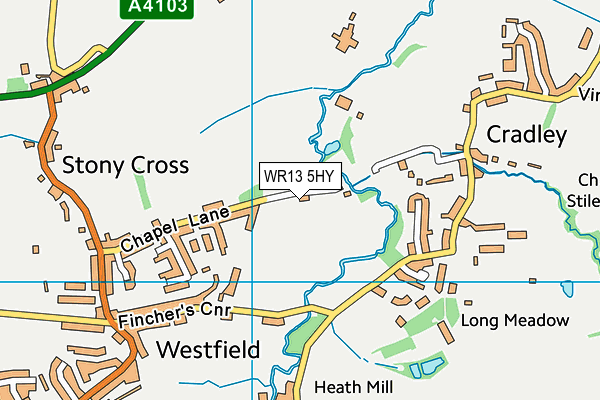 WR13 5HY map - OS VectorMap District (Ordnance Survey)