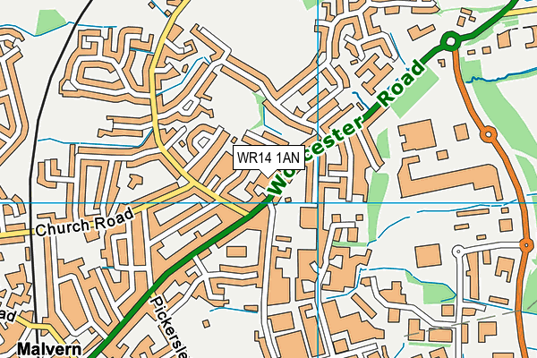 WR14 1AN map - OS VectorMap District (Ordnance Survey)