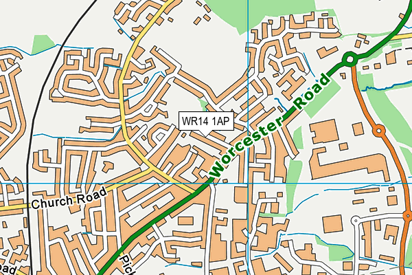 WR14 1AP map - OS VectorMap District (Ordnance Survey)