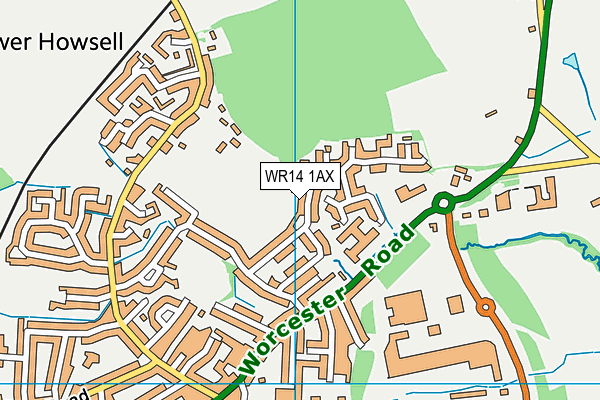 WR14 1AX map - OS VectorMap District (Ordnance Survey)