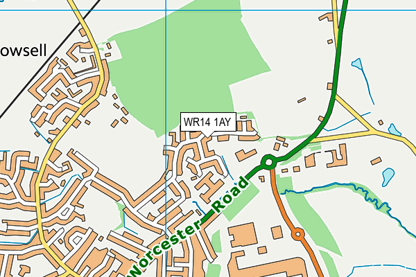WR14 1AY map - OS VectorMap District (Ordnance Survey)
