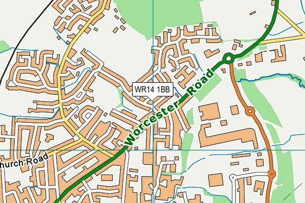 WR14 1BB map - OS VectorMap District (Ordnance Survey)