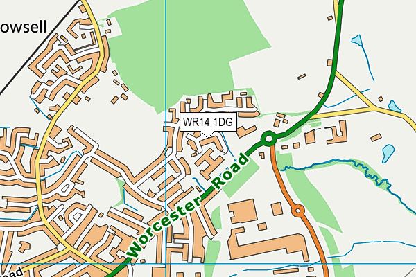 WR14 1DG map - OS VectorMap District (Ordnance Survey)