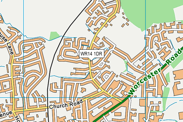 WR14 1DR map - OS VectorMap District (Ordnance Survey)