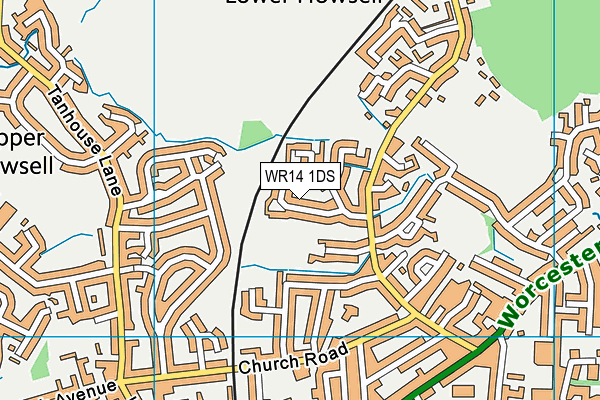 WR14 1DS map - OS VectorMap District (Ordnance Survey)