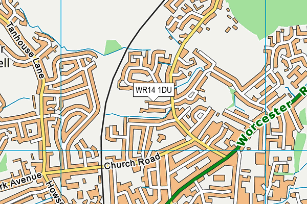 WR14 1DU map - OS VectorMap District (Ordnance Survey)