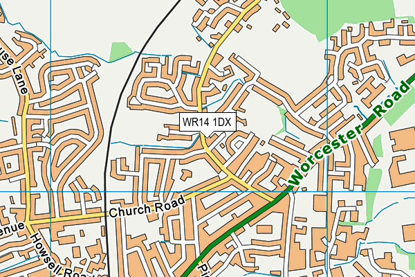 WR14 1DX map - OS VectorMap District (Ordnance Survey)