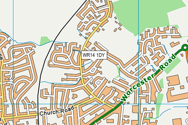 WR14 1DY map - OS VectorMap District (Ordnance Survey)
