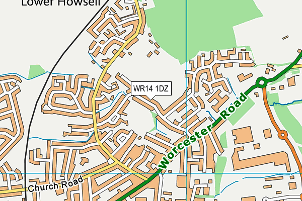 WR14 1DZ map - OS VectorMap District (Ordnance Survey)