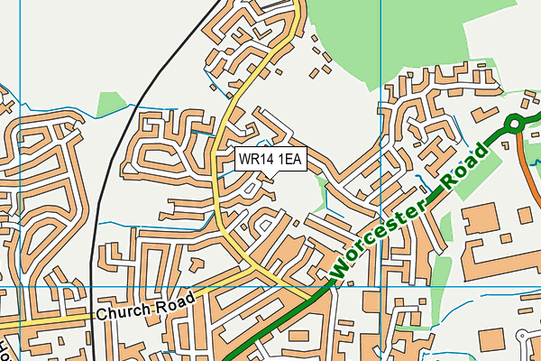 WR14 1EA map - OS VectorMap District (Ordnance Survey)