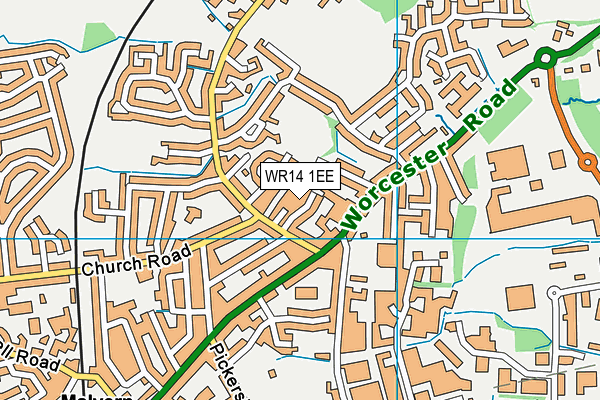 WR14 1EE map - OS VectorMap District (Ordnance Survey)
