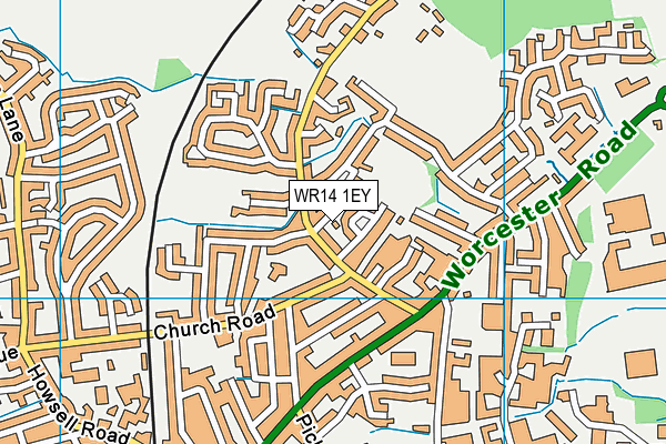 WR14 1EY map - OS VectorMap District (Ordnance Survey)