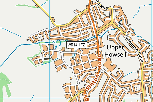 WR14 1FZ map - OS VectorMap District (Ordnance Survey)