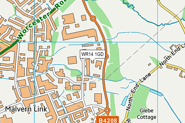 WR14 1GD map - OS VectorMap District (Ordnance Survey)