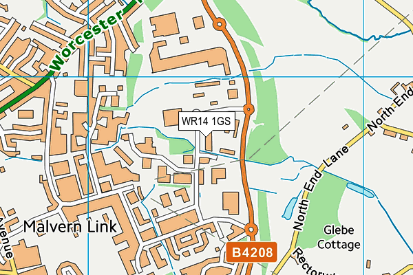 WR14 1GS map - OS VectorMap District (Ordnance Survey)