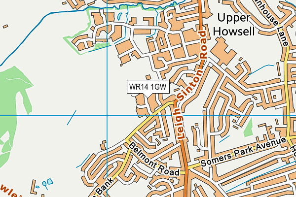WR14 1GW map - OS VectorMap District (Ordnance Survey)