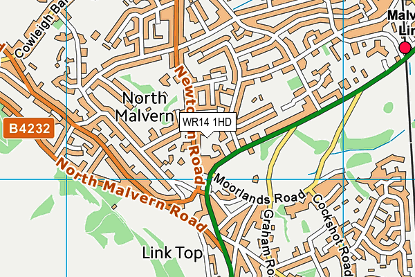 WR14 1HD map - OS VectorMap District (Ordnance Survey)