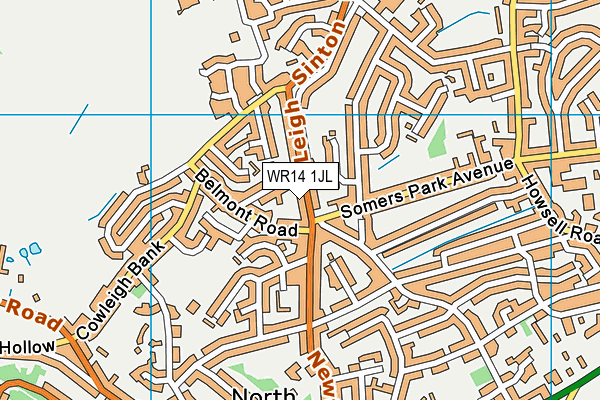 WR14 1JL map - OS VectorMap District (Ordnance Survey)