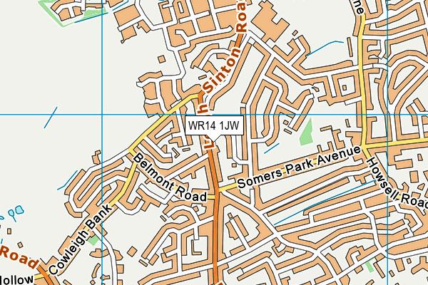 WR14 1JW map - OS VectorMap District (Ordnance Survey)