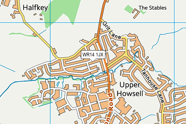 WR14 1JX map - OS VectorMap District (Ordnance Survey)