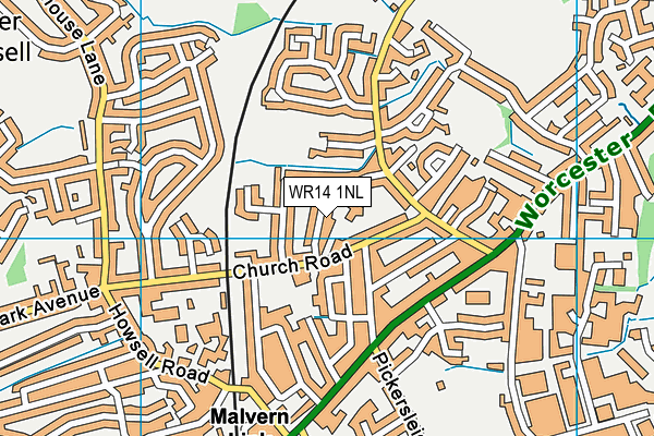 WR14 1NL map - OS VectorMap District (Ordnance Survey)