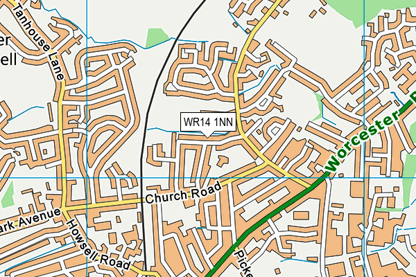 WR14 1NN map - OS VectorMap District (Ordnance Survey)