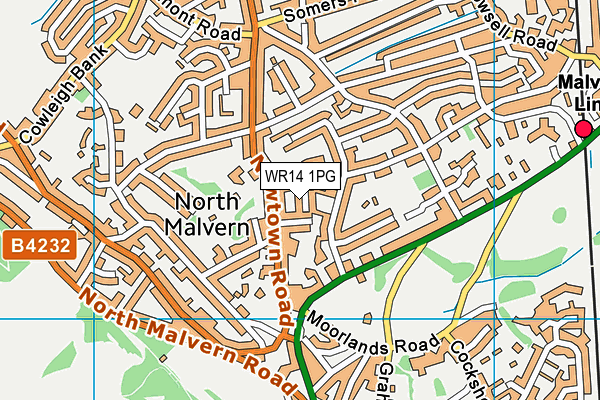 WR14 1PG map - OS VectorMap District (Ordnance Survey)