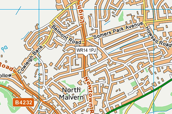 WR14 1PJ map - OS VectorMap District (Ordnance Survey)