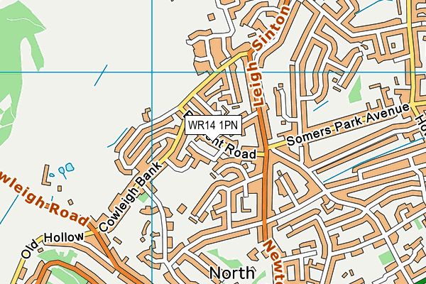 WR14 1PN map - OS VectorMap District (Ordnance Survey)