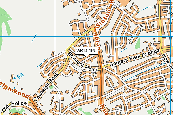 WR14 1PU map - OS VectorMap District (Ordnance Survey)