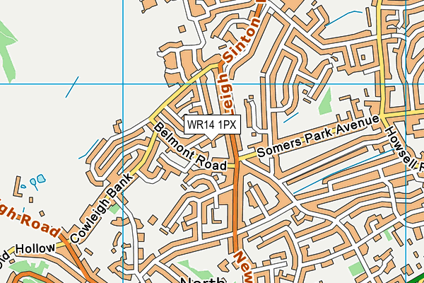 WR14 1PX map - OS VectorMap District (Ordnance Survey)