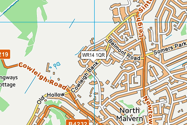 WR14 1QR map - OS VectorMap District (Ordnance Survey)