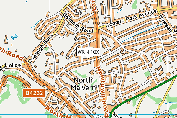 WR14 1QX map - OS VectorMap District (Ordnance Survey)