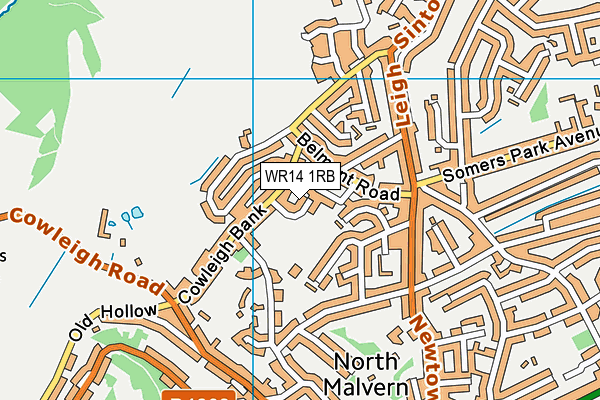WR14 1RB map - OS VectorMap District (Ordnance Survey)