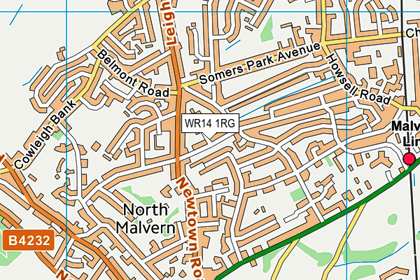 WR14 1RG map - OS VectorMap District (Ordnance Survey)