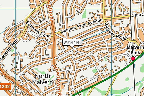 WR14 1RH map - OS VectorMap District (Ordnance Survey)