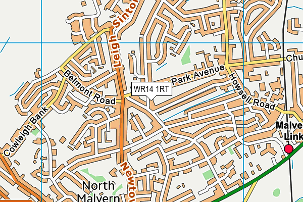 WR14 1RT map - OS VectorMap District (Ordnance Survey)