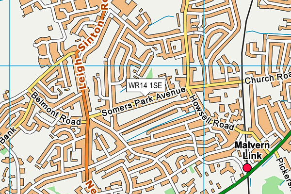 Somers Park Primary School map (WR14 1SE) - OS VectorMap District (Ordnance Survey)