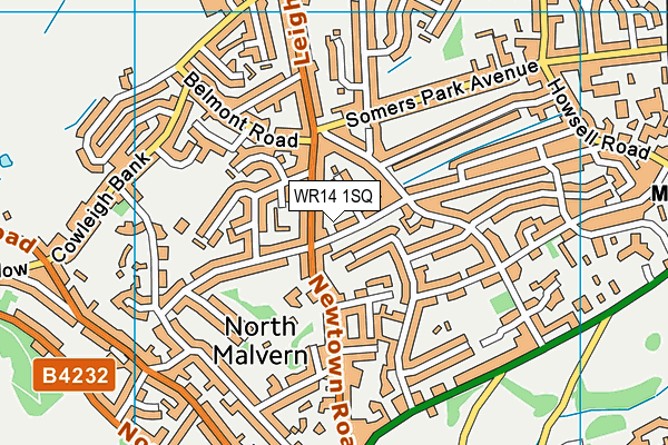 WR14 1SQ map - OS VectorMap District (Ordnance Survey)