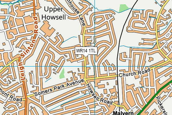WR14 1TL map - OS VectorMap District (Ordnance Survey)