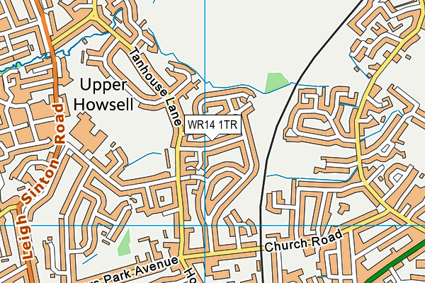 WR14 1TR map - OS VectorMap District (Ordnance Survey)