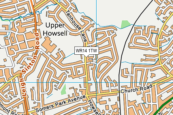 WR14 1TW map - OS VectorMap District (Ordnance Survey)