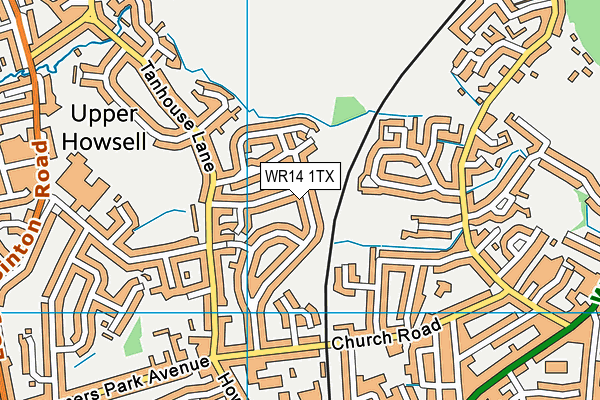 WR14 1TX map - OS VectorMap District (Ordnance Survey)