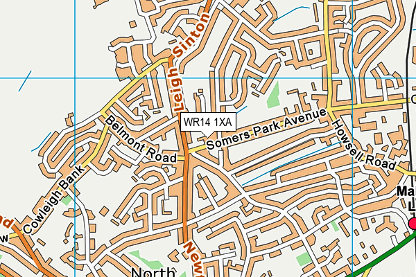 WR14 1XA map - OS VectorMap District (Ordnance Survey)