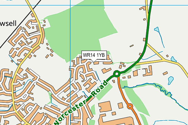 WR14 1YB map - OS VectorMap District (Ordnance Survey)