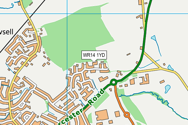 WR14 1YD map - OS VectorMap District (Ordnance Survey)