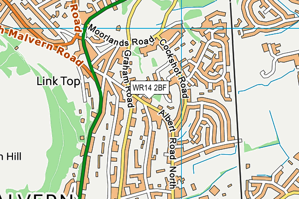 WR14 2BF map - OS VectorMap District (Ordnance Survey)