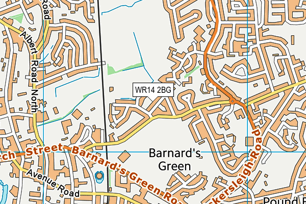 WR14 2BG map - OS VectorMap District (Ordnance Survey)